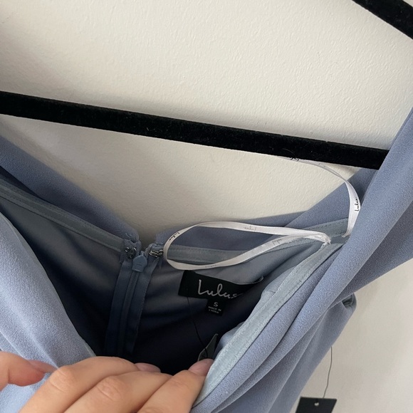 Lulus Song of Love Blue Grey Off-the-Shoulder Maxi Dress - Picture 5 of 8